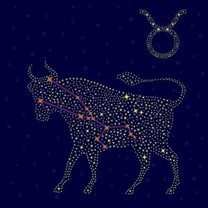 金牛座星座作为一个美丽的女孩的插图《太阳与月亮》星座或占星符号的