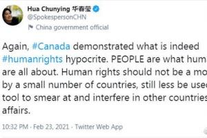 华春莹发推怒斥加拿大再次证明什么是真正的人权伪君子