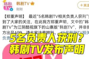 5名相关负责人获刑,韩剧tv发声明称文中所涉及为山寨版