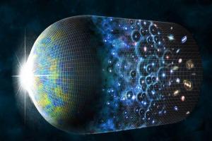 第一种可能性,宇宙中的物质和能量密度等于宇宙临界密度