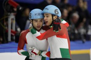 刘少林和刘少昂兄弟四年前在平昌为匈牙利夺得首枚冬奥会金牌的短道
