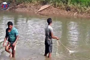 男子河边撒网捕鱼 拉上的全是大鱼 - 腾讯视频